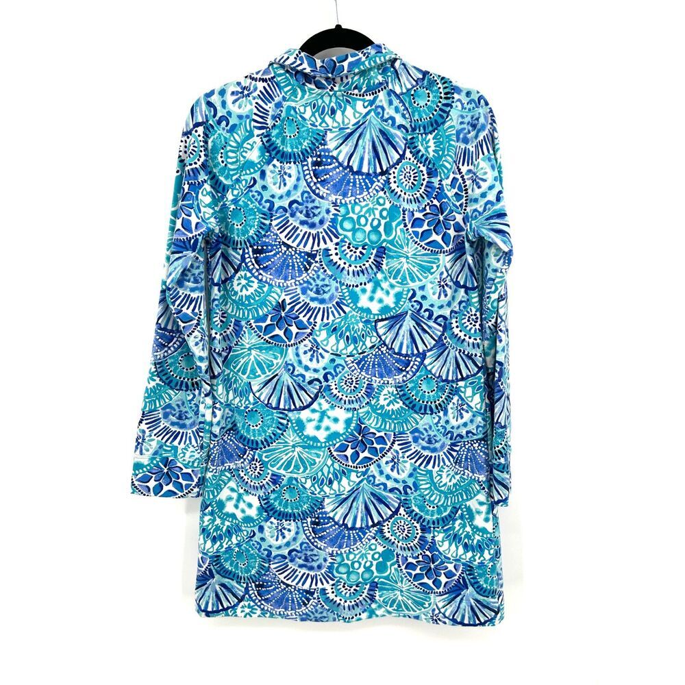 LILLY PULITZER Captain Popover Turquoise Blue Long Sleeve Mini Dress Size Medium - Picture 4 of 9